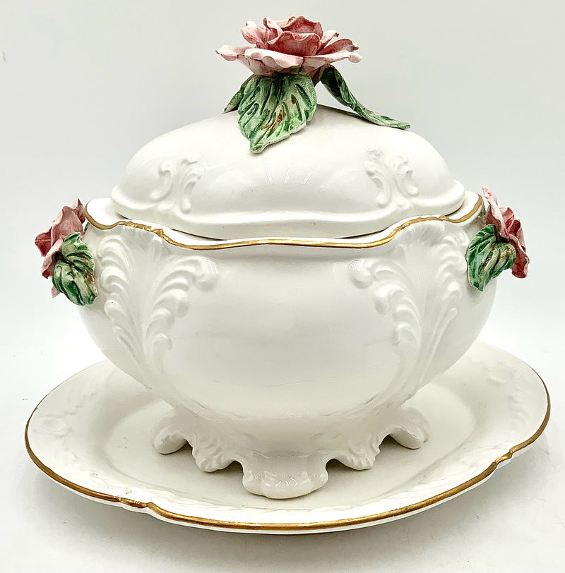 Vintage Italian Capodimonte Porcelain Lidded Tureen