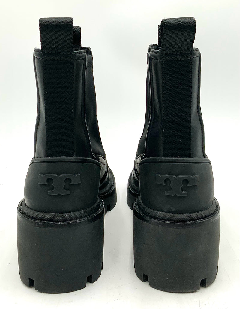 TORY BURCH Black Lug Sole Chelsea Boots 8