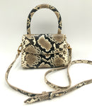 BY FAR Cream Beige Black Snake Printed Leather Mini Crossbody Bag