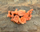 14kt Gold, 10kt Gold & Hand Carved Coral Brooch