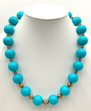 10kt Gold, Turquoise (Composite) & Cloisonne Beaded Necklace