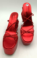 PARIS TEXAS Red Metallic Nappa Leather Malena Platform Sandals 39.5