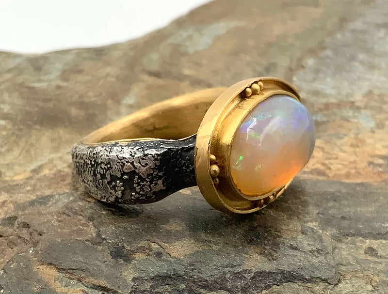 MICHAEL JENSEN 18kt Gold, Sterling & Opal Ring
