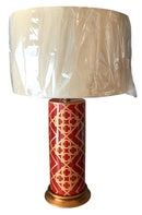 Red & Gold Ceramic Column Table Lamp