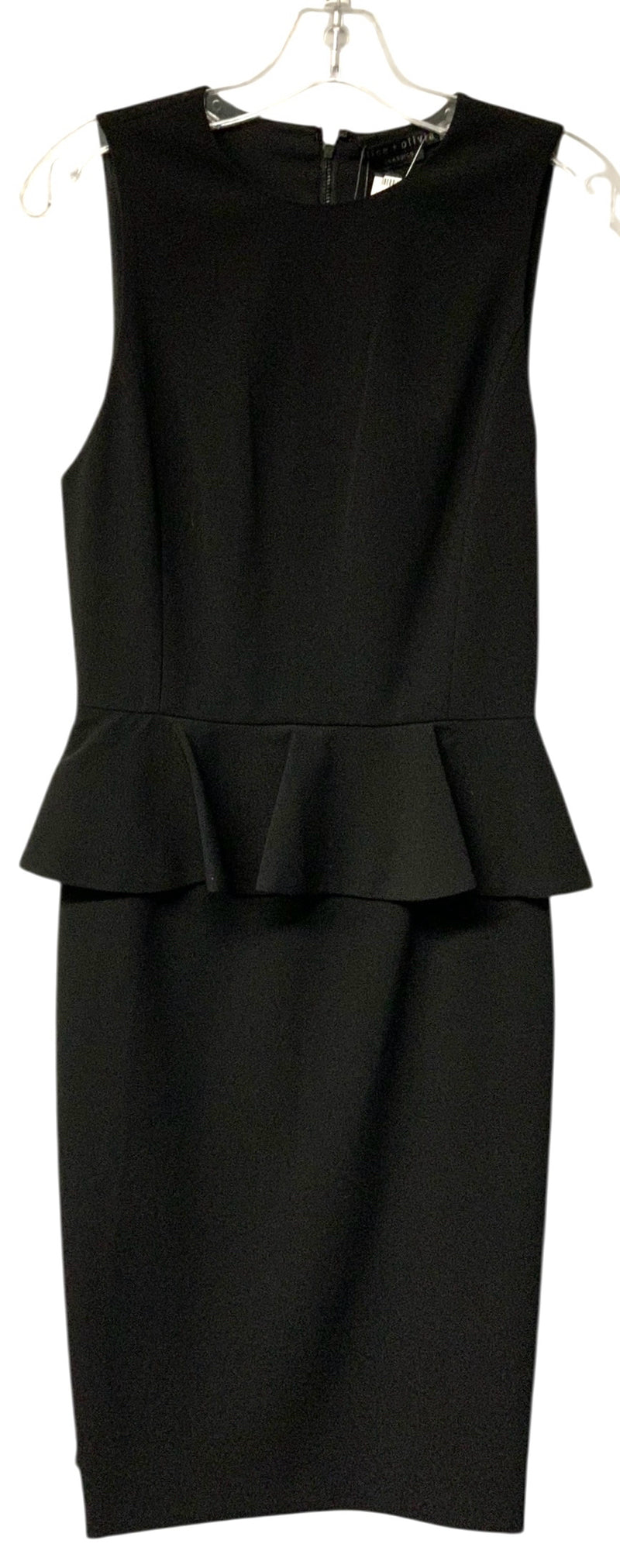 ALICE & OLIVIA Black Crepe Peplum S/L Dress