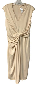 ESQUALO Sand Drape Front V-Neck S/L Dress
