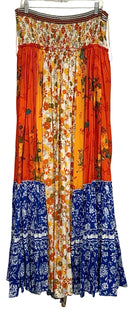 FREE PEOPLE Orange Floral "Golden Dreams" Strapless Maxi Dress