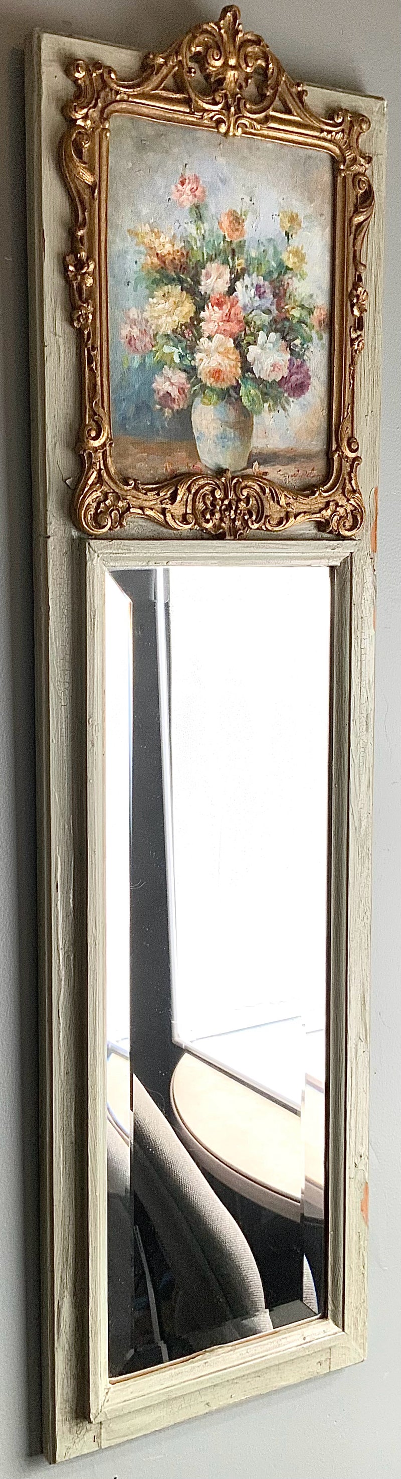 Vintage Tole Painted Vertical Mirror