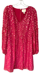 LILLY PULITZER Pink Gold Lame Polka Dot L/S Cleme Dress