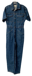 FREE PEOPLE Med Wash Denim Utility S/S Jumpsuit