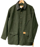 POWDER RIVER OUTFITTERS Olive Green Australian Wool Black Leather Trim Coat