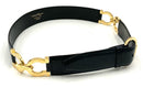 FERRAGAMO Vintage Navy Reptile Embossed Leather Gancini Station Belt XS