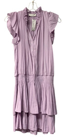 LOLA & SOPHIE Lavender Ruffle Tie Neck Flutter Sleeve Tiered Dress
