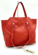 M.I.L.A Red Pebbled Lea Top Handle Tote