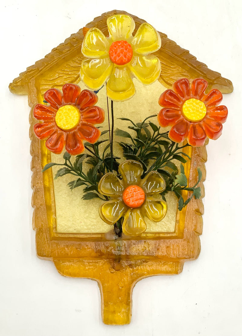 Vintage New Designs 3D Lucite Flowers with Birdhouse