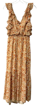 ASTR Orange/Brown/Cream Floral Open Tie Back Maxi Dress
