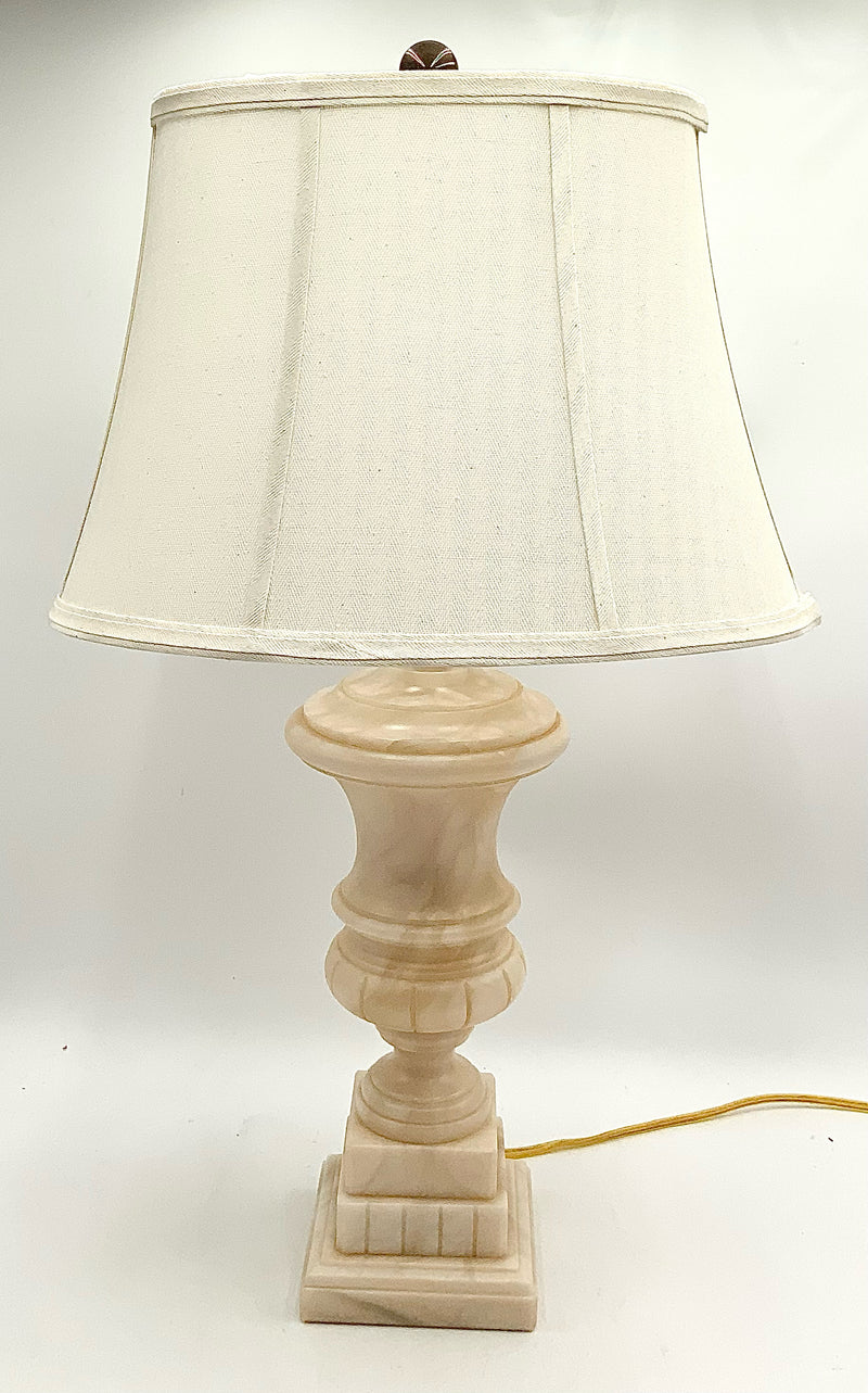 Alabaster Urn Lamp with Ivory Shade