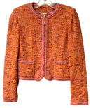 ST JOHN Couture Pink/Orange Textured Cropped Zip L/S Jacket