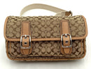 COACH Vintage Tan Leather Signature Fabric Waist Bag