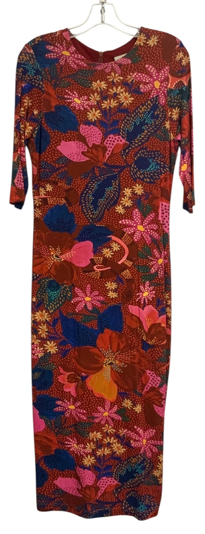 FARM RIO Red Multi Snake Garden 3/4 Slv Jersey Dress