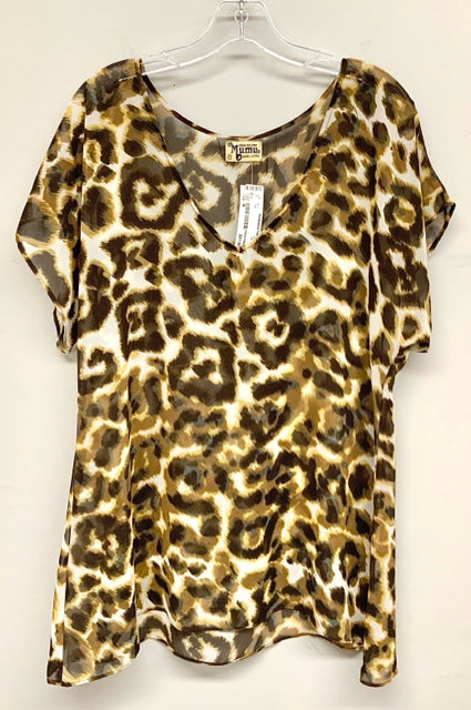 SHOW ME YOUR MUMU Leopard Sheer S/S V Neck Top