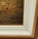 Vintage Oil on Canvas of Fall Trees in Wood Frame