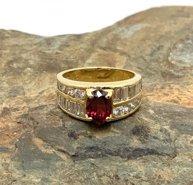 18kt Ruby & Channel Set Diamond Ring