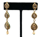 14kt Gold, Polki Diamond, Pearl & Enamel Dangle Earrings