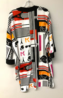 KARL LAGERFELD White/Red/Black Graphic Print Open Jacket/Kimono
