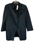 ELIZABETH & JAMES Navy Nylon Cotton Single Button 3/4 Slv Jacket