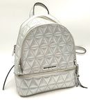 MICHAEL KORS Silver Quilted Leather Rhea Backpack