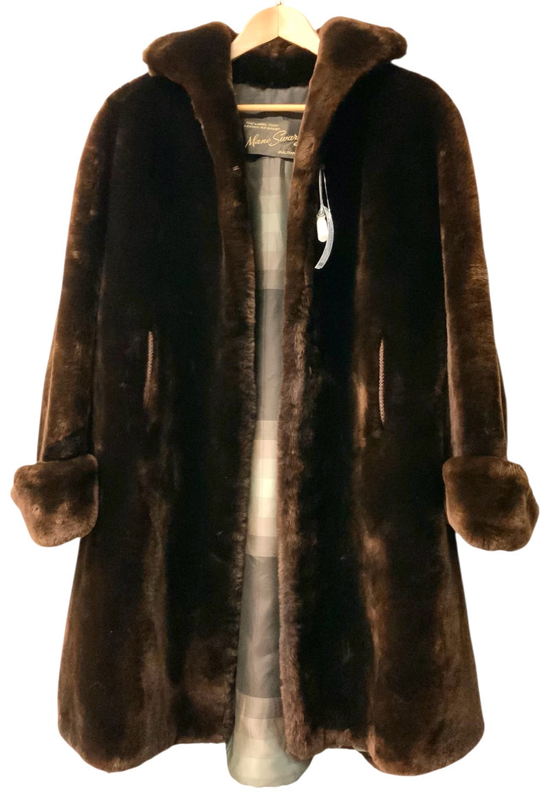 MANO SWARTZ Vintage Dyed Mouton Lamb 3/4 Length Coat AS IS