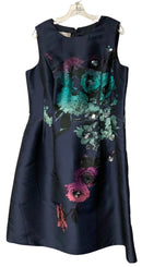 TERI JON Navy/Pink/Aqua w/Sequin Detail Floral S/L Dress