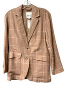 MADEWELL Peach/White Windowpane 2 Button Linen Blend Jacket