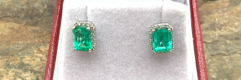 14kt Gold, Emerald & Diamond Earrings