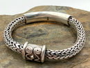 Sterling Bali-Style Woven Wheat-Style Chain Bracelet