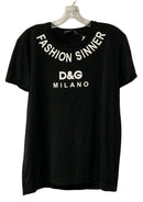 DOLCE & GABANNA Black White Graphic Fashion Sinner S/S Tee