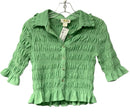 MAEVE Green Smocked B/D S/S Crop Top