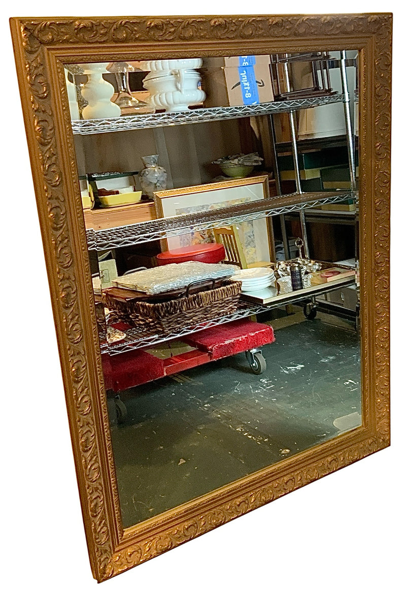 Large Gold Mirror With Beveled Glass