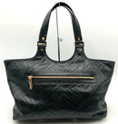 TORY BURCH Black Lea "Stitch T Burch" Double Handle Tote