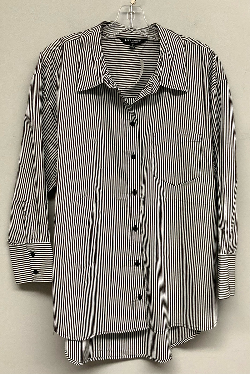 LIVERPOOL Black White Pinstripe B/D Poplin Top