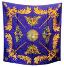Lalique Royal Blue Gold Multi Silk Moth Art Nouveau Motif Scarf