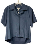 COS Blue Nylon Contrast Back Snap Button S/S Top