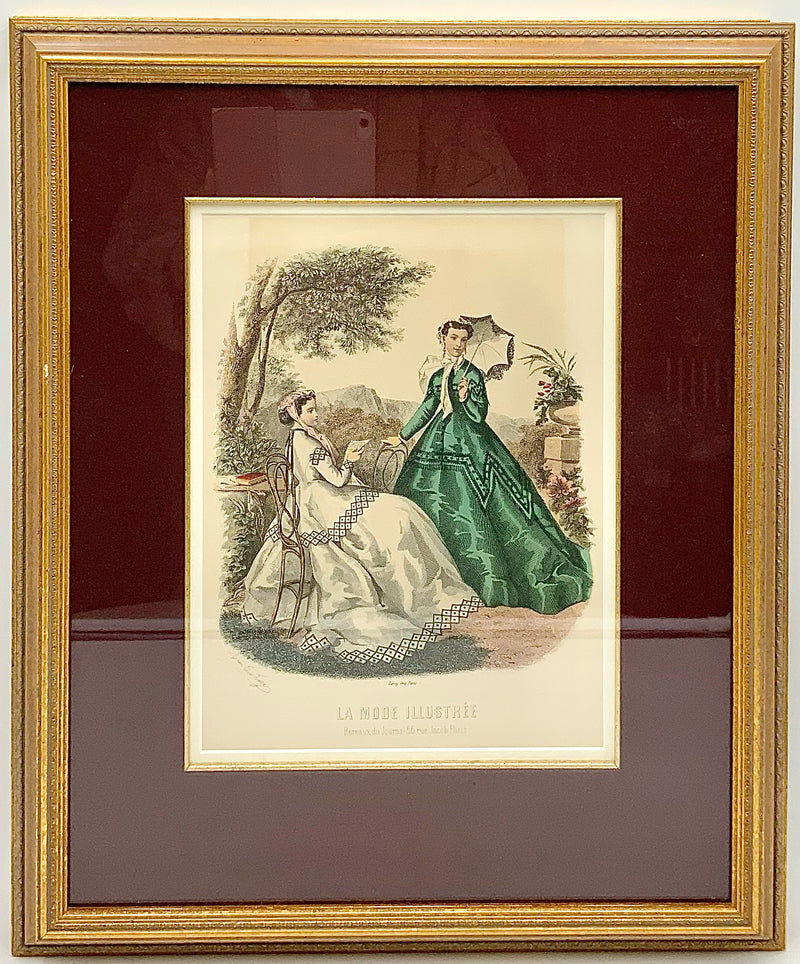 Pair of Vintage La Mode Illustree French Fashion Prints