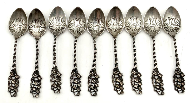 Set/9 Antique Sterling Demitasse Spoons