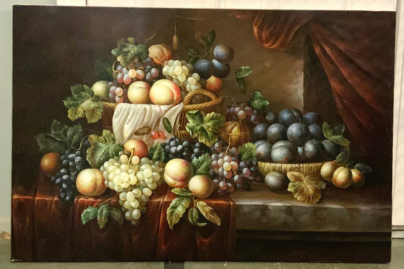 Unframed Oil on Canvas of Fruit Still Life