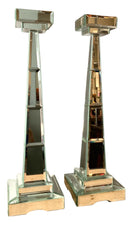 Pair of Uttermost Contemporary Mirrored Candlesticks