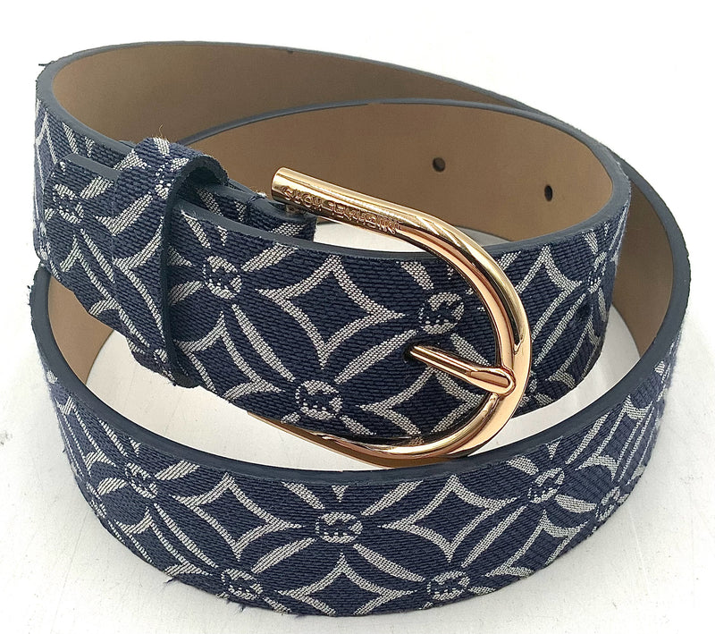 MICHAEL KORS Navy/Lt Blue Woven Cotton Belt sz S