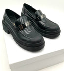 Christian Dior Black Brushed Calfskin Enamel Nameplate Code Loafers 38