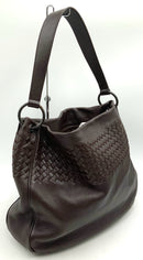 BOTTEGA VENETA Brown Intreciato Woven Leather Hobo Bag